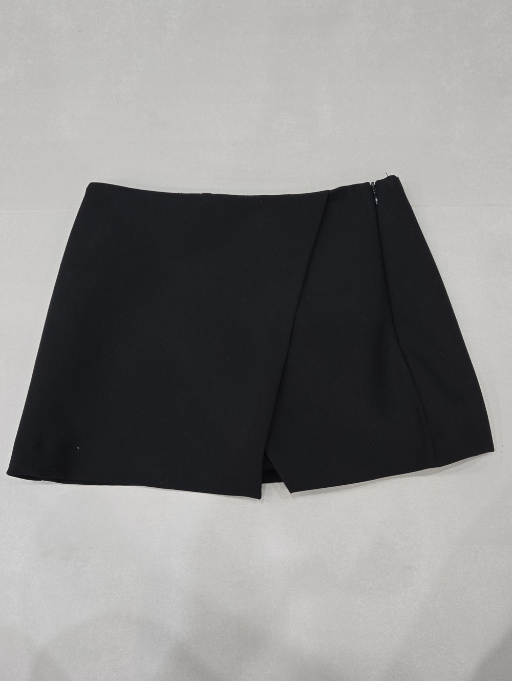 New Zara Black Asymmetric Wrap Mini Skort Size XS